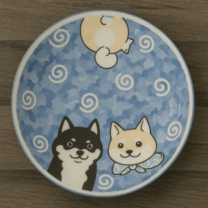 mino ware main dish bowl shibainu blue design dishwasher safe 17cm(w) x 4.8cm(h)