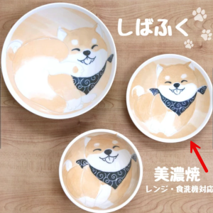 mino ware main dish bowl shibafuku shiba dog design dishwasher safe 13cm(w) x 2.5cm(h)